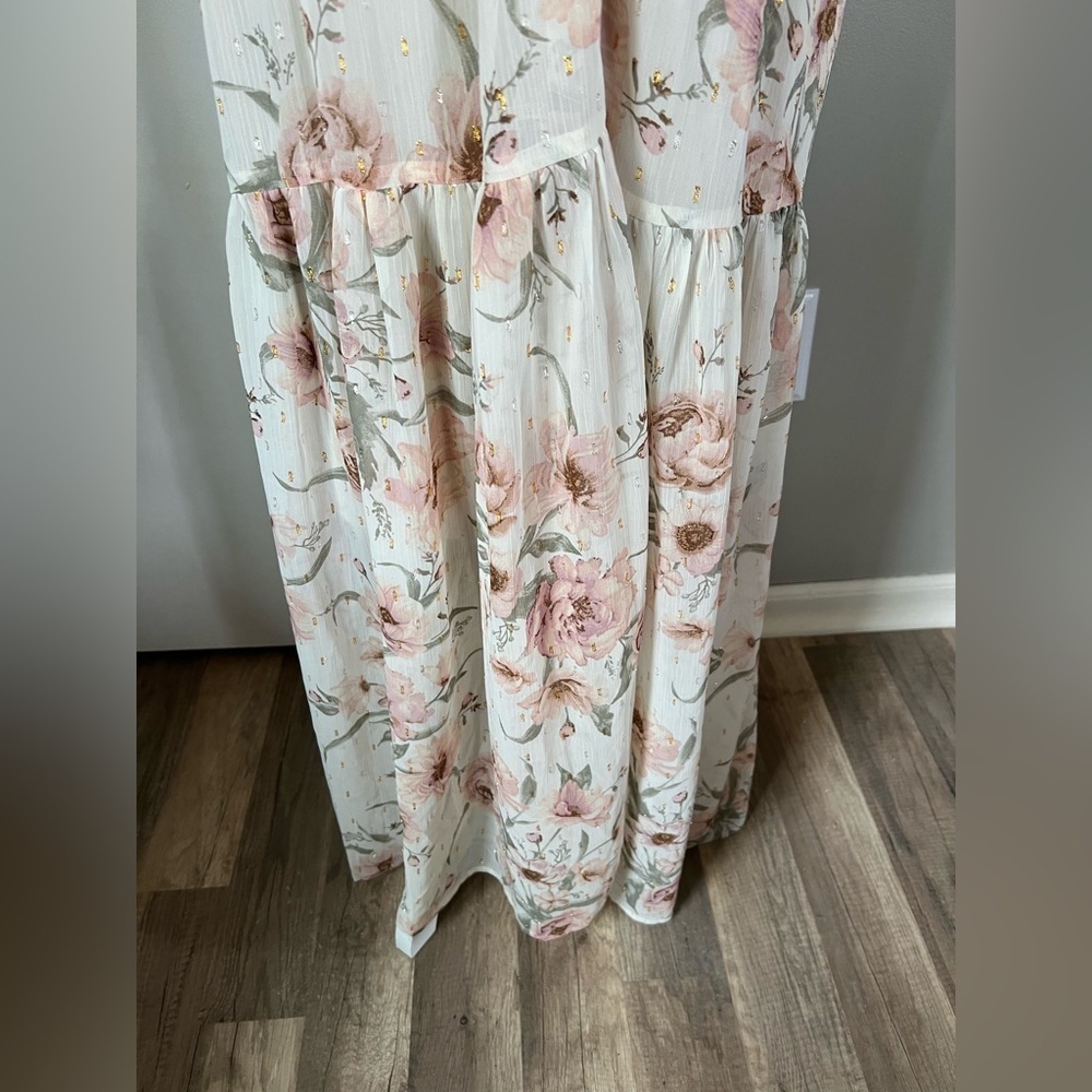 NWT Love Stitch Woman’s White Flower Airy Lightweight Boho Maxi Dress Size Large - Picture 4 of 13